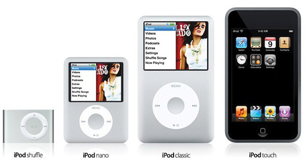 iPod shfl nano classic touch