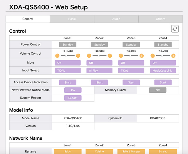 yamaha XDA QS5400RK webapp