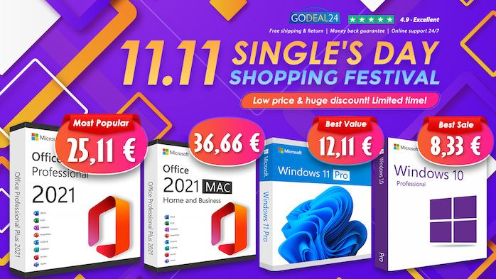 Profitez de Microsoft Office 2021 et Windows 11 à seulement 10€ avec une  licence à vie sur Godeal24